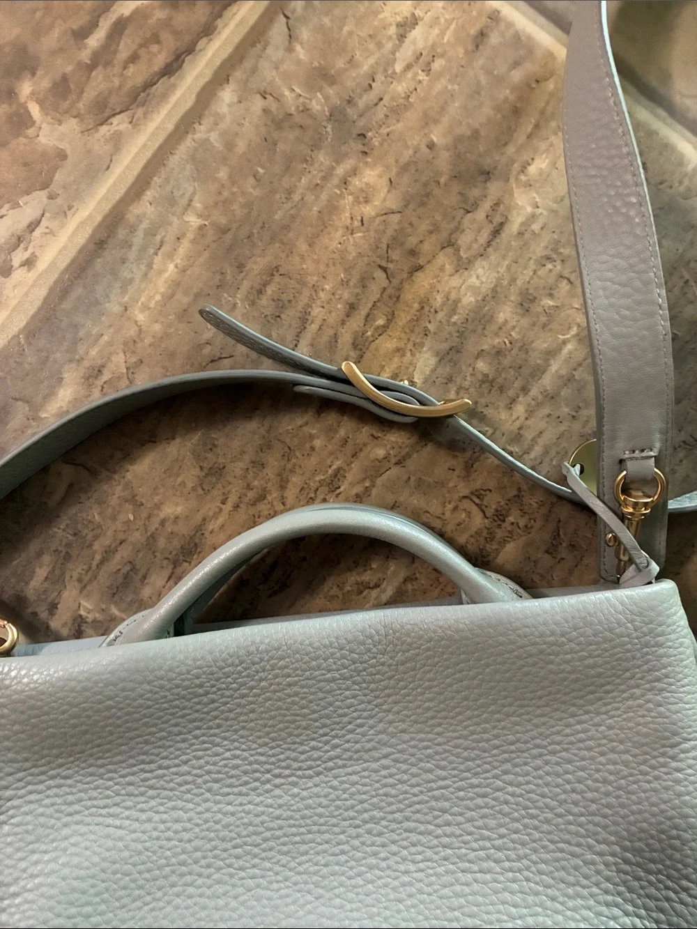Skagen Pebbled Leather Satchel in Light Gray